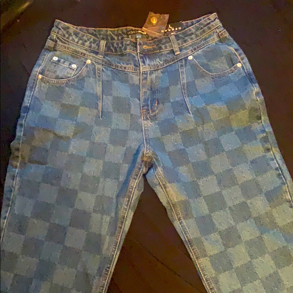 Fashion Nova Checkered Mom Jeans
